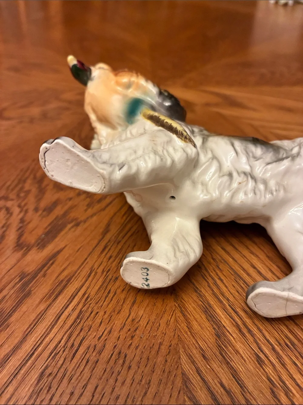 Porcelain Hunting Dog Figurine - Brown & White
